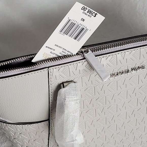 NWT- Michael Kors "Charlotte" Monogram Tote Bag  Color: Aluminum W/Dust Bag - Picture 6 of 11